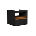 Ver imagem 4 de Mesa de Cabeceira Minerva Suspensa Estilo Retrô para Quarto com Porta - Preto/Naturale