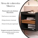 Ver imagem 3 de Mesa de Cabeceira Minerva Suspensa Estilo Retrô para Quarto com Porta - Preto/Naturale