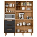 Ver imagem 2 de Armário para Cozinha Kit Max 160 Cm 5 Portas 3 Gavetas Cinamomo Preto Catedral Fosco - Zanzini