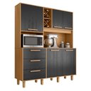 Ver imagem 1 de Armário para Cozinha Kit Max 160 Cm 5 Portas 3 Gavetas Cinamomo Preto Catedral Fosco - Zanzini