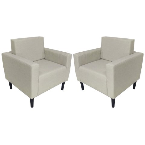 Kit 2 Poltronas Decorativa Leticia Slim Couro Bege Pés Madeira Mz Decor