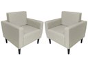 Ver imagem 1 de Kit 2 Poltronas Decorativa Leticia Slim Couro Bege Pés Madeira Mz Decor