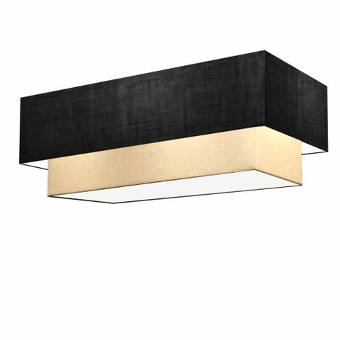 Plafon Duplo Retangular Vivare Md-3044 Cúpula em Tecido Bivolt Preto-bege 127/220v