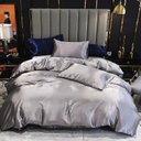 Ver imagem 1 de Jogo de Cama Casal King Cetim Toque de Seda 7 Peças Prata