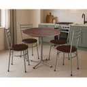 Ver imagem 2 de Mesa de Jantar Redonda 80cm Imbuia com 4 Cadeiras Estofada Cinza