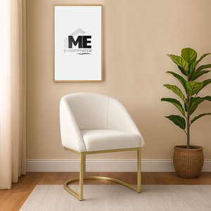 Banqueta Poltrona Lua Penteadeira e Salão com Base Metálica:bege