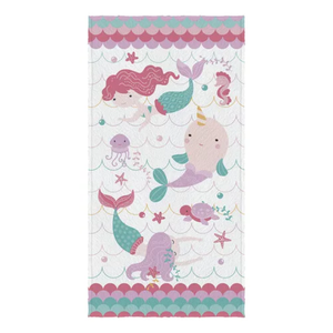 Toalha Banho Sereia Felpuda Praia Estampada 60 Cm X 1,10 M