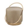 Puff Redondo Lunar em Linho e Base Metal Dourado Agarb Decor:linho Bege - 2