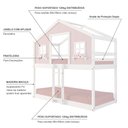 Ver imagem 4 de Beliche Infantil Montessori Casinha Dos Sonhos Madeira Maciça Rosa/Branco Megamobilia