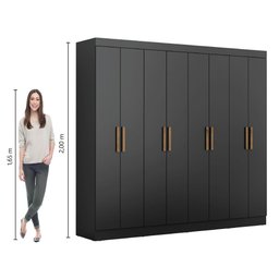 Guarda Roupas Casal 8 Portas 4 Gavetas Prime Preto Maxel - 7