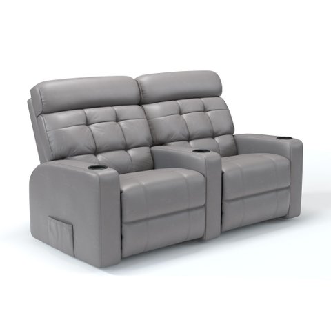 Sofá 2 Lugares Reclinável Manual em Corino Importado Cor Cinza Linha Cinema