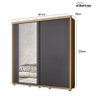 Guarda Roupa Casal Viena 2 Portas Flex Nature/Titanium com Espelho - Móveis Albatroz - 5