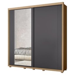 Guarda Roupa Casal Viena 2 Portas Flex Nature/Titanium com Espelho - Móveis Albatroz - 1 Guarda Roupa Casal Viena 2 Portas Flex Nature/Titanium com Espelho - Móveis Albatroz - 1