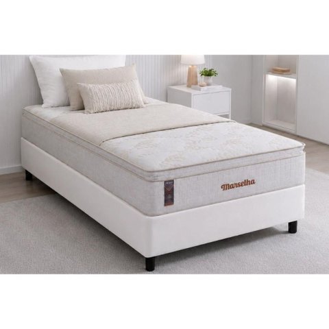 Cama Box Crc Solteiro +Colchão Molas Marselha Hellen 88x188