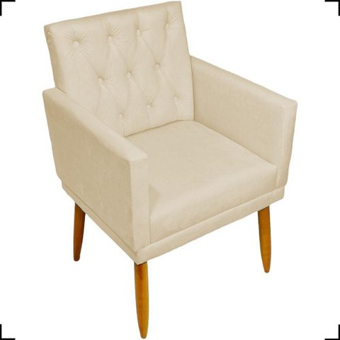 Poltrona Decorativa para Sala Recepção Nina Capitonê Suede Cores Pé Palito