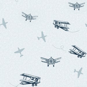 Papel de Parede Fofura Baby Avião Azul FF4038