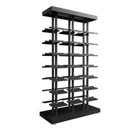 Kit Expositor de Calçados com 3 Colunas Duplo e 42 Suportes Chapa Screw Comac Preto - 1