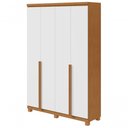 Ver imagem 1 de Guarda-roupas 4 Portas 2 Gavetas 100% Mdf Alonzo sem Espelho e com Pés - Lopas Amendoa Clean/branco