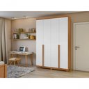 Ver imagem 2 de Guarda-roupas 4 Portas 2 Gavetas 100% Mdf Alonzo sem Espelho e com Pés - Lopas Amendoa Clean/branco