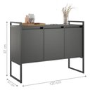 Ver imagem 5 de Buffet Aparador 3 Portas Industrial MDP 120cm Preto Onix Casah
