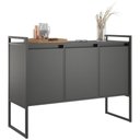 Ver imagem 1 de Buffet Aparador 3 Portas Industrial MDP 120cm Preto Onix Casah