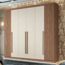 Ver imagem 1 de Guarda-roupa Casal Buriti 6 Portas 4 Gavetas Ripado Jatoba/areia 16234 - Santos Andirá