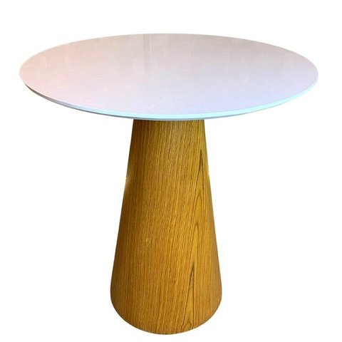 Mesa Cone para Sala de Jantar - Madeira Freijó Tampo 60 cm Laca Branca