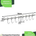 Ver imagem 6 de Porta Utensílios e Talheres 50cm com 8 Ganchos Branco Fs