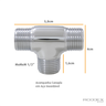 Conexão Tee Macho 1/2 Bsp Em Latão Cromado Com Canopla - 3