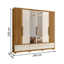 Ver imagem 2 de Guarda Roupa Fresado com Espelho Veneza Freijó Off White
