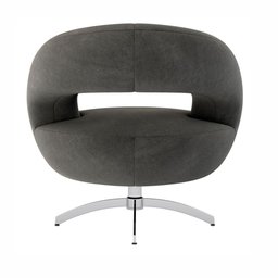 Poltrona Decorativa Com Base Giratória em Alumínio Veludo Cinza Rigel Larbelle - 3