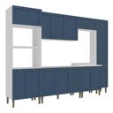 Ver imagem 4 de Cozinha Compacta Modulada 6 Peças 13 Portas 3 Gavetas 305cm Provençal Branco/Azul - Mademovel