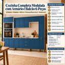 Ver imagem 7 de Cozinha Compacta Modulada 6 Peças 13 Portas 3 Gavetas 305cm Provençal Branco/Azul - Mademovel
