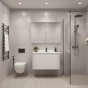Ver imagem 2 de Conjunto Gabinete para Banheiro Emma 2 Portas MDF 15mm 80cm Branco Venturi com Espelheira