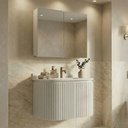Ver imagem 3 de Conjunto Gabinete para Banheiro Emma 2 Portas MDF 15mm 80cm Branco Venturi com Espelheira