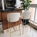Ver imagem 6 de Banqueta Decorativa Elegance Recepção Gormet Base Gold Boucle Off White - Montanaris Decor