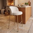 Ver imagem 5 de Banqueta Decorativa Elegance Recepção Gormet Base Gold Boucle Off White - Montanaris Decor