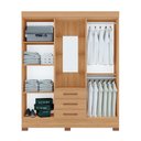 Ver imagem 3 de Roupeiro Tuboarte Onix 100% Mdf Capelinha 4 Portas e 3 Gavetas Kit de Espelho e Pés