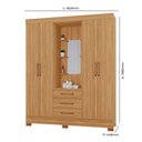 Ver imagem 2 de Roupeiro Obsidian 100% MDF Capelinha 4 Portas e 3 Gavetas Kit de Espelho e Pés