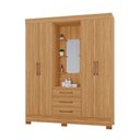 Ver imagem 4 de Roupeiro Obsidian 100% MDF Capelinha 4 Portas e 3 Gavetas Kit de Espelho e Pés