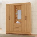 Ver imagem 1 de Roupeiro Tuboarte Onix 100% Mdf Capelinha 4 Portas e 3 Gavetas Kit de Espelho e Pés