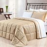 Edredom Dupla Face King Size Cáqui 400 Fios Egípcio 100% Algodão 3 Peças - 1