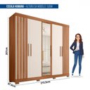 Ver imagem 4 de Guarda Roupa Marta Casal 5 Portas com Espelho Caemmun Marrom
