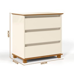 Mesa De Cabeceira Grande 3 Gavetas Off White E.J Móveis - 4