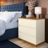 Mesa De Cabeceira Grande 3 Gavetas Off White E.J Móveis - 1