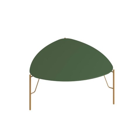 Mesa de Centro 36cm para Sala 100% Mdf com Pés em Metal Cor:musgo com Dourado