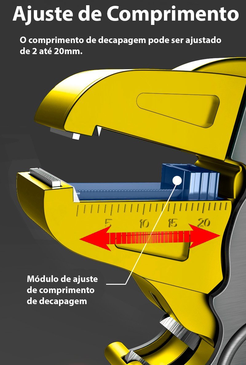 Alicate Automatico De Corte e Decapador De Fio Cabo Cortador Descascador Desencapador Ajustavel - 5
