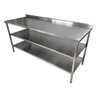 Mesa de Aço Inox Industrial 190x70x90 Cm com 2 Prateleiras Plano Liso com Espelho Nortinox Stander - 1