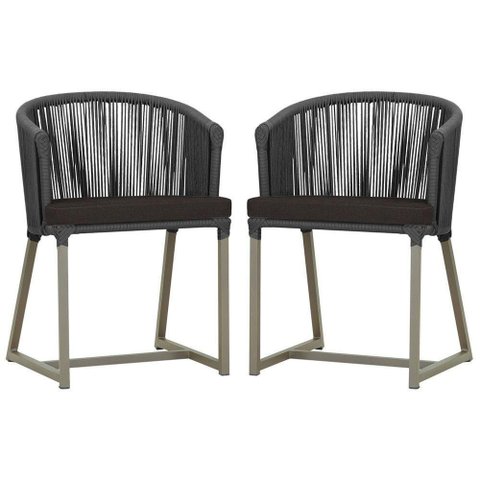 2 Cadeiras de Jantar Noronha Fendi Corda Náutica E9 Trama Preto