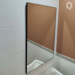 Espelho Retangular 60x90cm Moldura em Couro Preto Lyo - 3